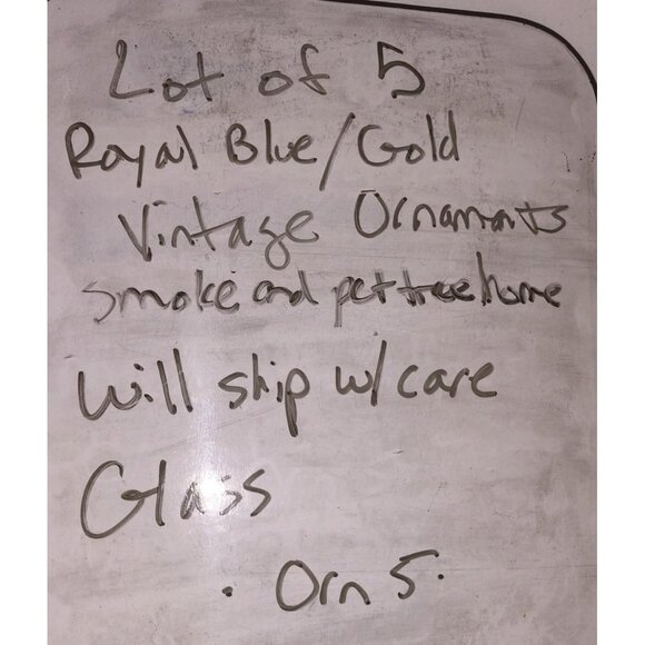 Set Of 5 Blue & Gold Glitter Christmas Ornaments - Picture 11 of 11